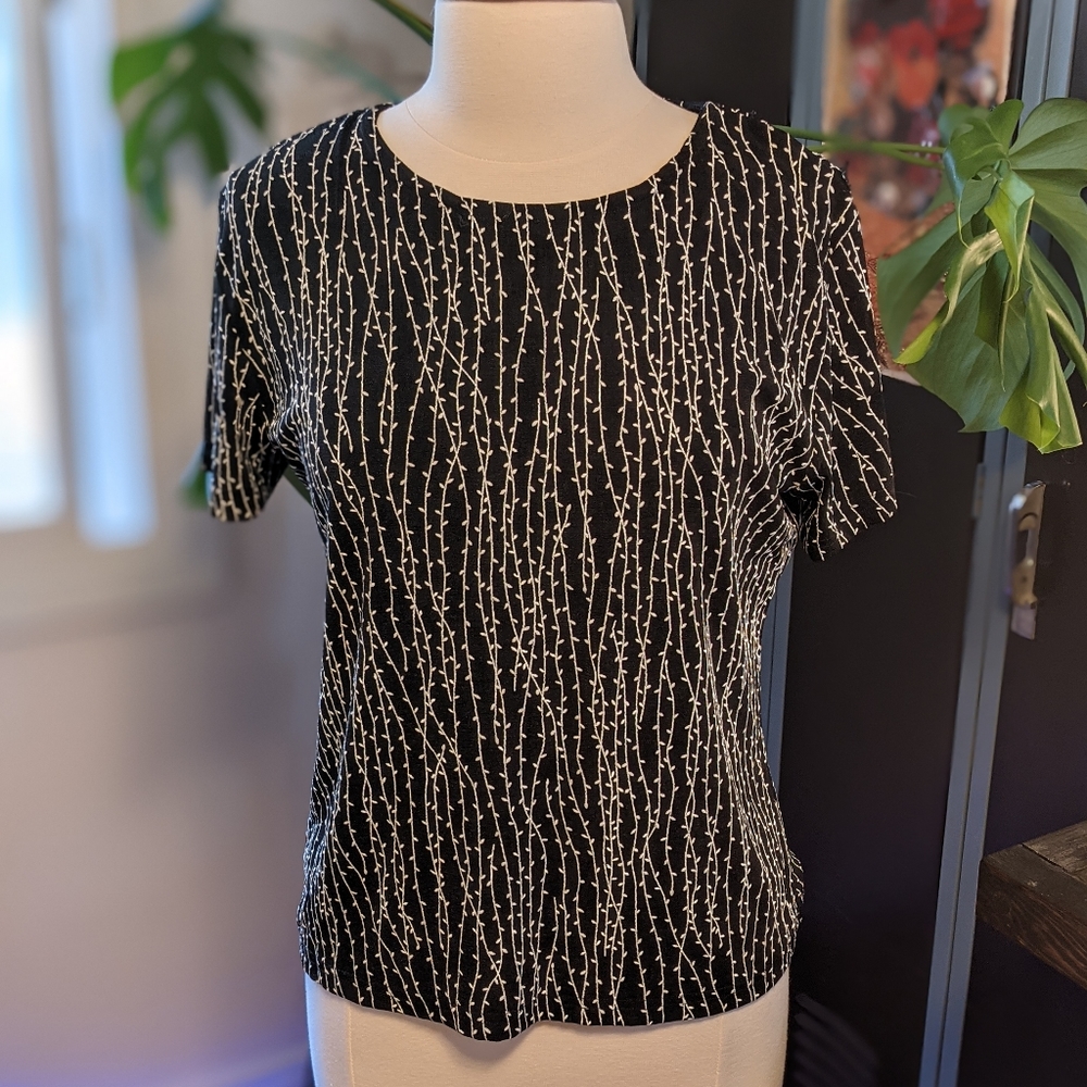 Vintage Black and White Vine Top